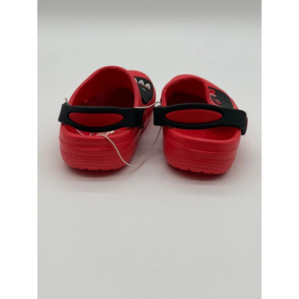 Kids Monster Face Clogs Red Black Slip On Water Shoes Size 6 Toddler